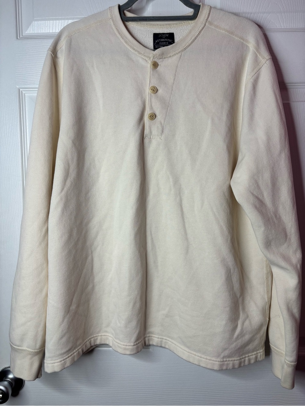 J. Crew Men's Long-Sleeve Henley in Off-White Cream